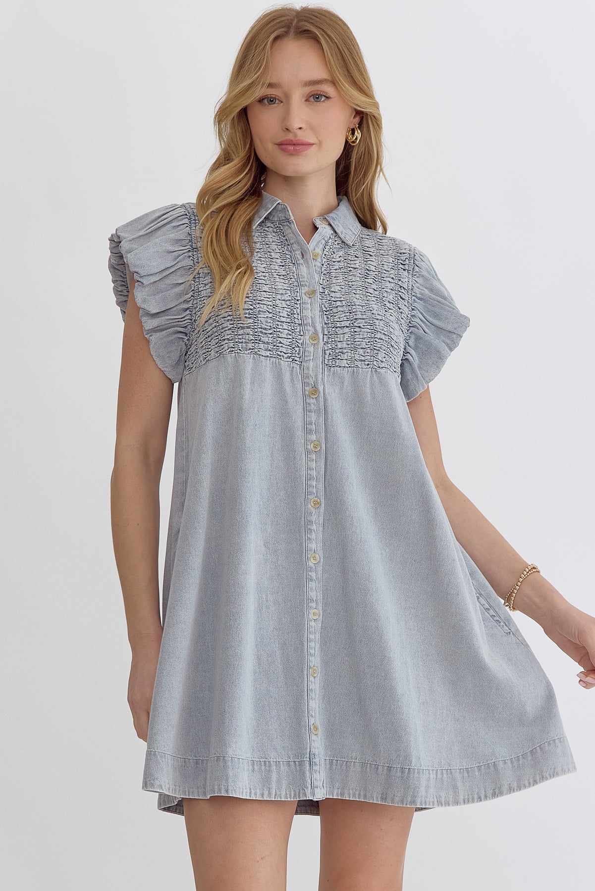 Addie Smocked Denim Dress – Nine 20 Mercantile