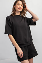 Load image into Gallery viewer, Effortless Essential Scuba Short Sleeve Top - Black
