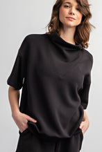 Load image into Gallery viewer, Effortless Essential Scuba Cowl Neck Pullover - Black
