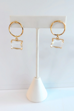 Load image into Gallery viewer, Loanina Hoop Earrings With Rectangle Drop Crystals
