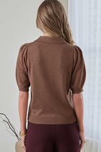 Load image into Gallery viewer, Lauren Short Sleeve Knit Polo Top - Brown
