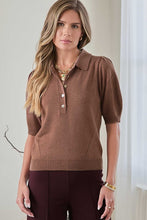 Load image into Gallery viewer, Lauren Short Sleeve Knit Polo Top - Brown
