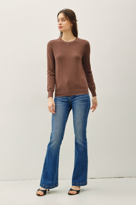 Best Of Basic Classic Long Sleeve Sweater - Mocha