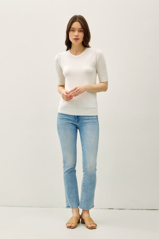 Best Of Basic Short Sleeve Sweater - Ivory