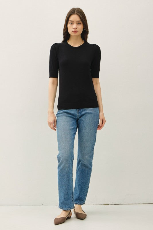 Best Of Basic Short Sleeve Sweater - Black