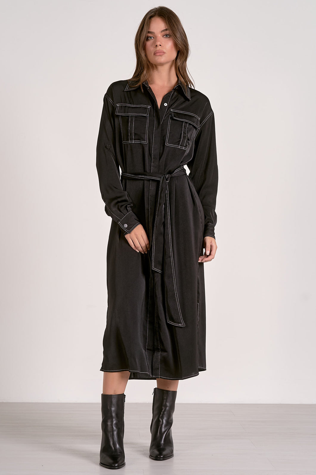 Cannes Contrasted Stitch Midi Dress