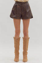 Load image into Gallery viewer, Round Top Vegan Leather Shorts
