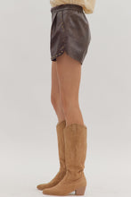 Load image into Gallery viewer, Round Top Vegan Leather Shorts

