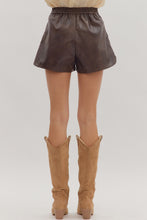 Load image into Gallery viewer, Round Top Vegan Leather Shorts
