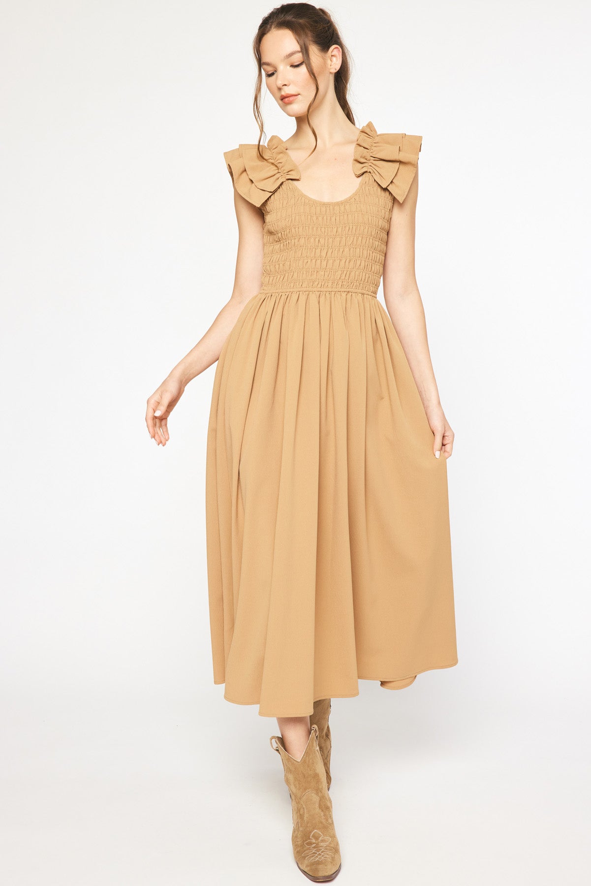 Emma Smock Ruffled Strap Dress – Nine 20 Mercantile