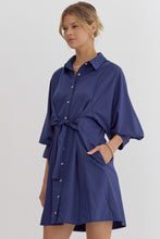 Load image into Gallery viewer, In My Own Era Mini Button Down Dress - Navy Blue
