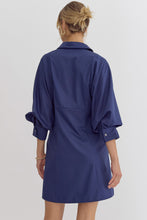 Load image into Gallery viewer, In My Own Era Mini Button Down Dress - Navy Blue
