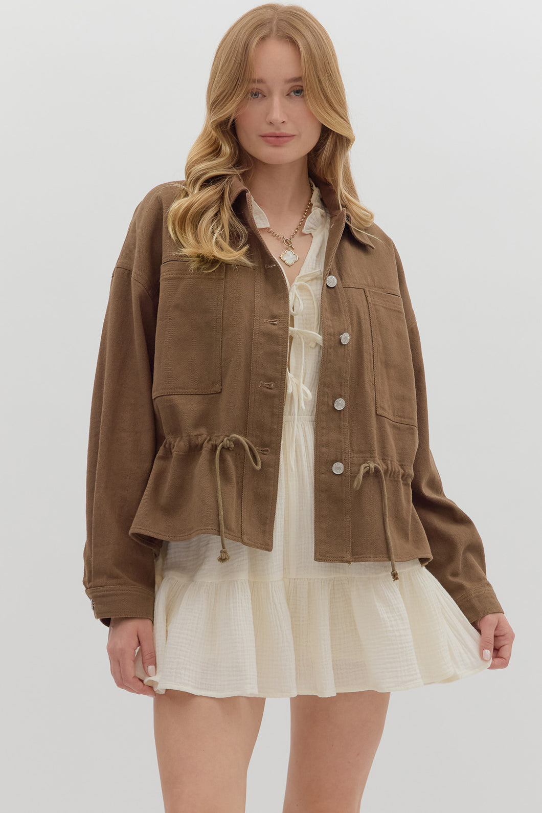 Charlie Denim Bomber Jacket - Brown