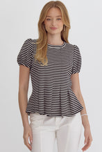 Load image into Gallery viewer, Hannah Pleated Flare Striped Shirt
