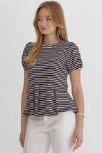 Load image into Gallery viewer, Hannah Pleated Flare Striped Shirt
