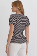 Load image into Gallery viewer, Hannah Pleated Flare Striped Shirt
