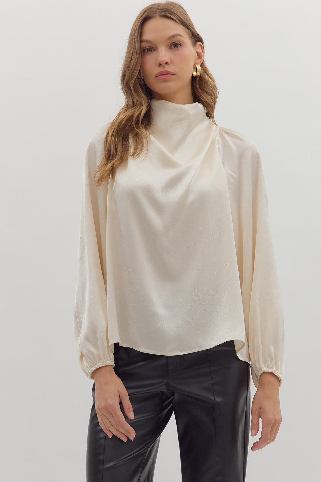 Chaden Satin Top - Cream