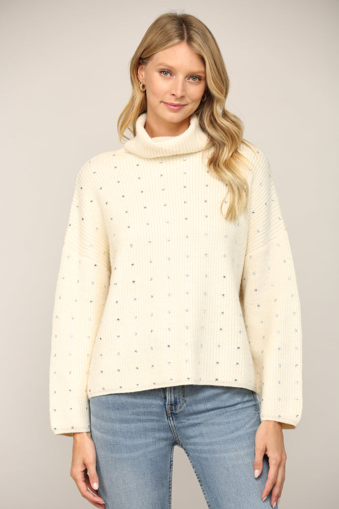 The It Rhinestone Turtleneck Sweater