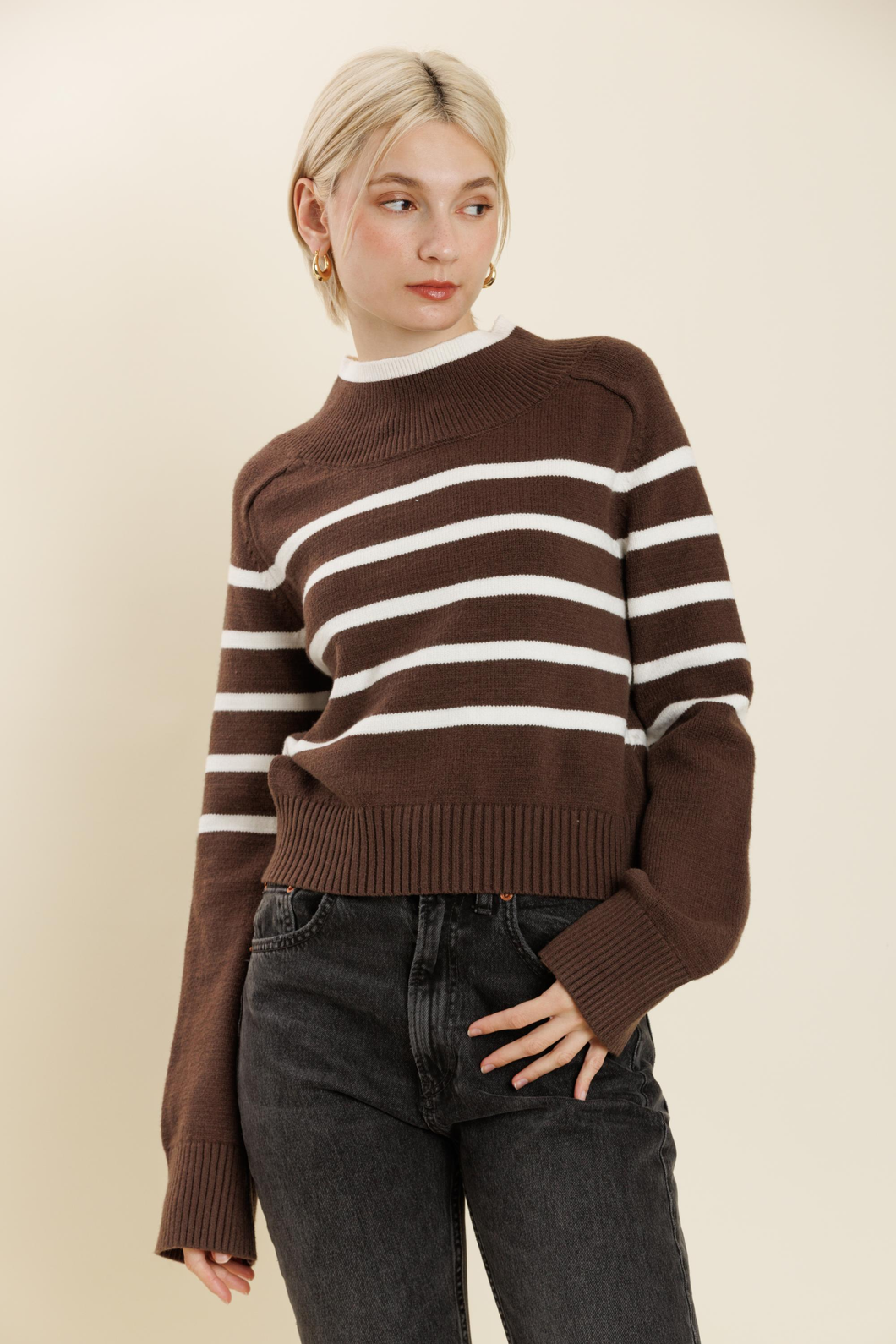 Charlie Stripped Mock Sweater