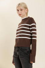 Load image into Gallery viewer, Charlie Stripped Mock Sweater
