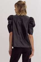 Load image into Gallery viewer, Fiona Vegan Leather Puffed Sleeve Top
