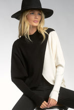 Load image into Gallery viewer, Opposites Attract Cross Front Mock Sweater - Black/Off White - LUXE Collection
