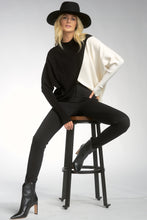 Load image into Gallery viewer, Opposites Attract Cross Front Mock Sweater - Black/Off White - LUXE Collection
