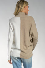 Load image into Gallery viewer, Opposites Attract Cross Front Mock Sweater - Khaki/White - LUXE Collection
