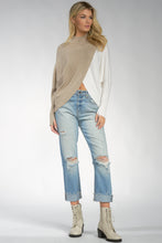 Load image into Gallery viewer, Opposites Attract Cross Front Mock Sweater - Khaki/White - LUXE Collection
