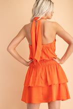 Load image into Gallery viewer, Summer Brights Tiered Halter Dress - Orange
