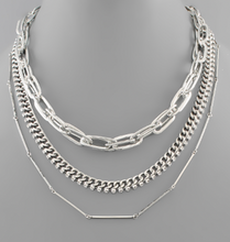 Load image into Gallery viewer, Four Row Chain &amp; Crystal Necklace
