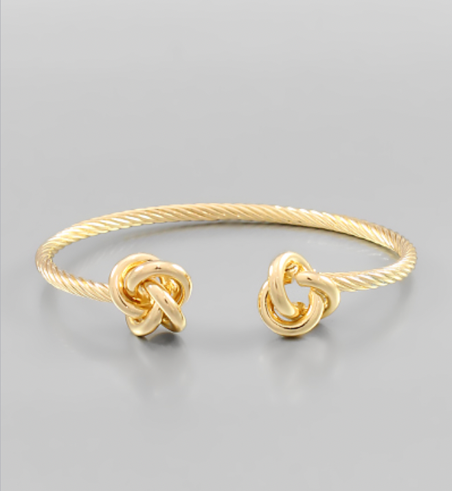 Knot Edged Cable Cuff - Gold